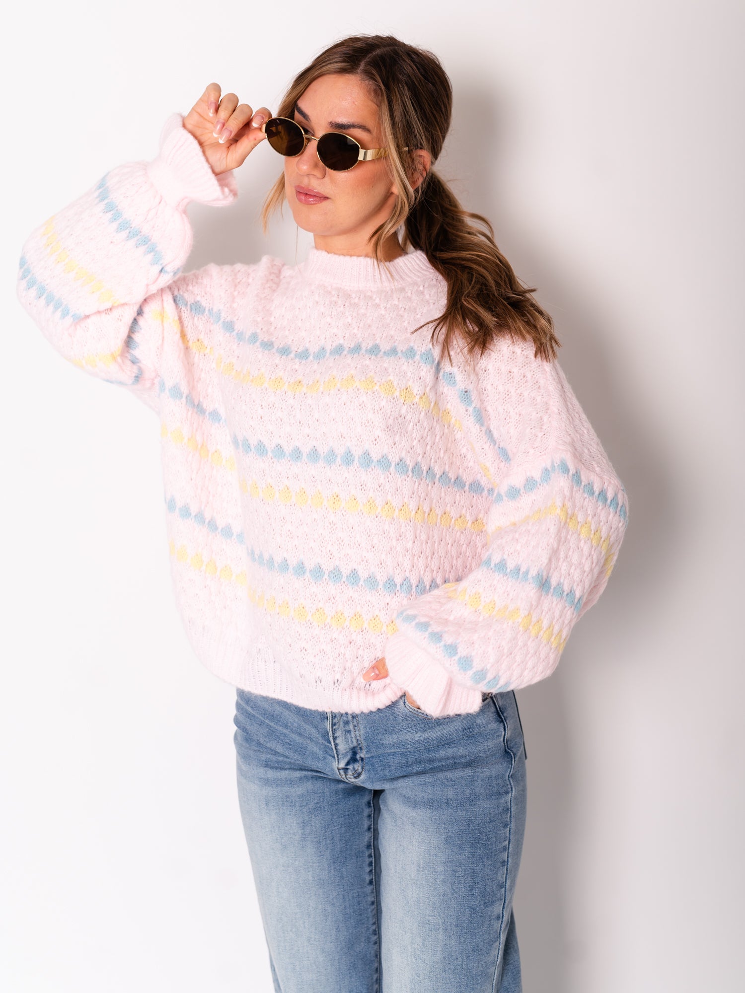 Candy Strick Pullover - Rosa