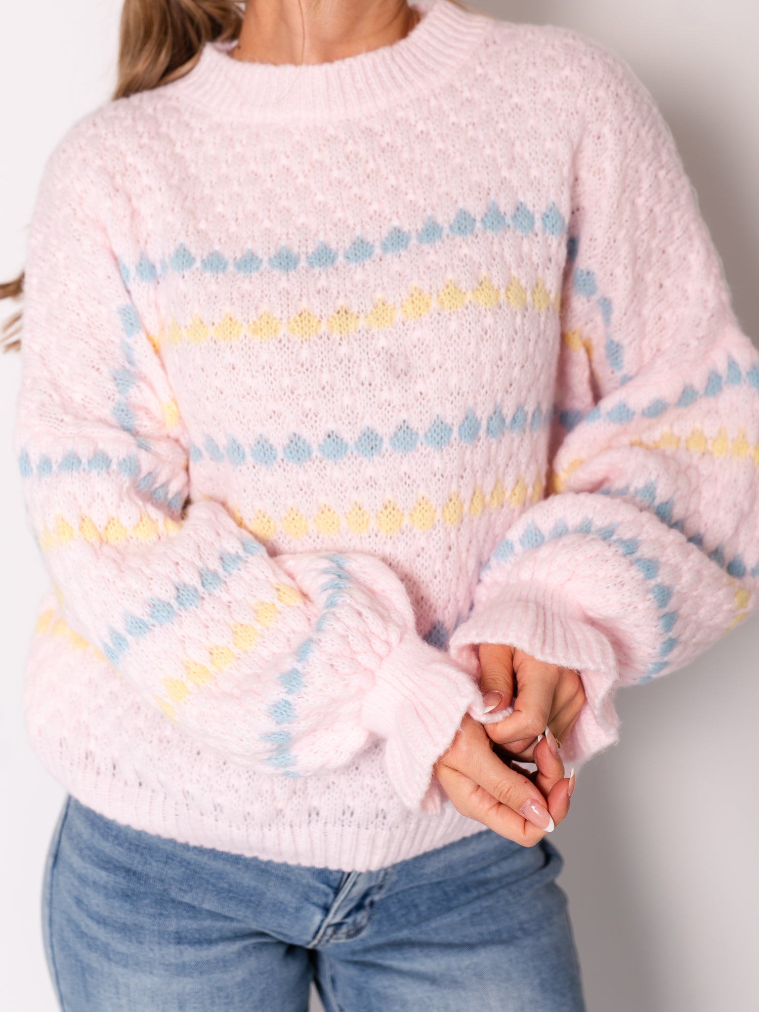 Candy Strick Pullover - Rosa