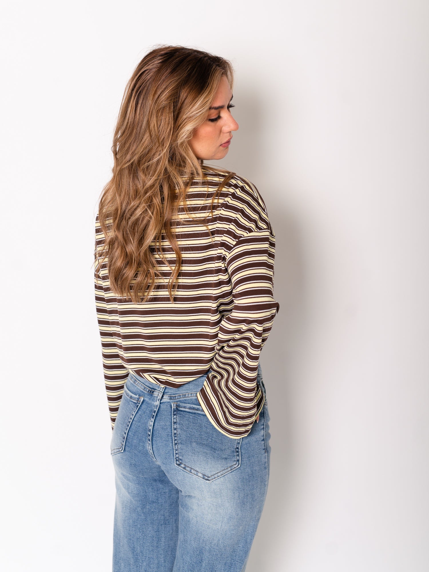 Streifen Longsleeve - Gelb/Braun