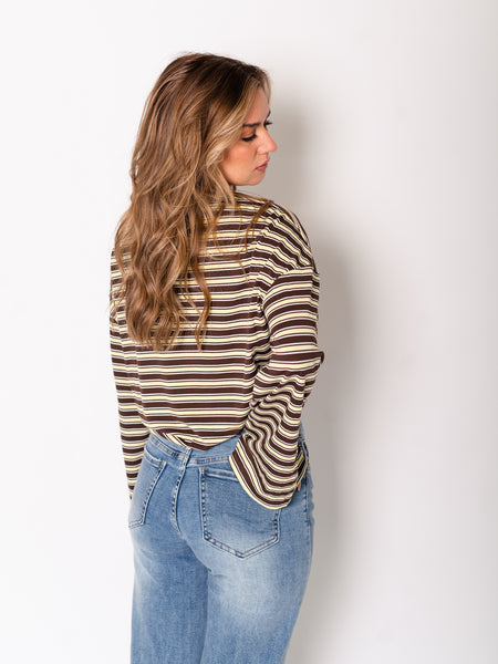 Streifen Longsleeve - Gelb/Braun