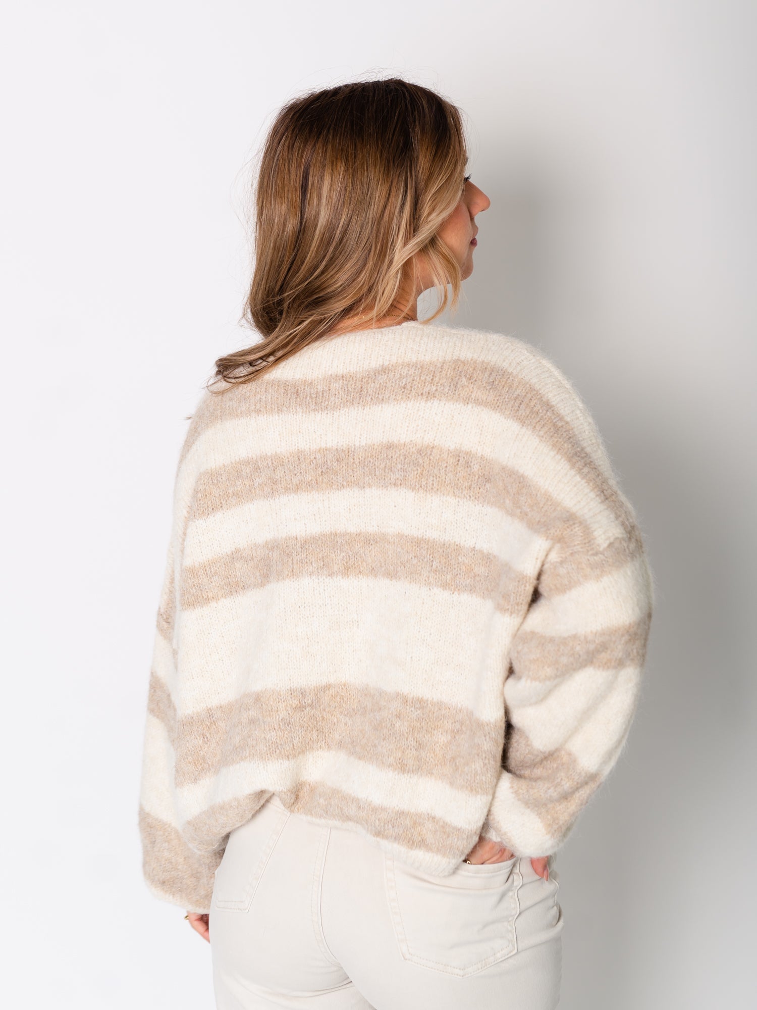 Simple Stripes Strickjacke - Creme/Beige