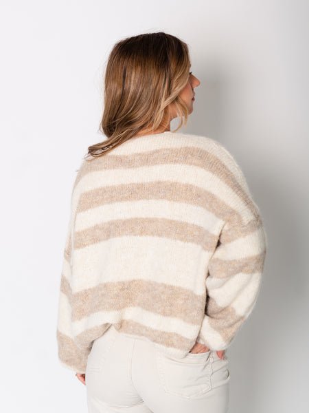 Simple Stripes Strickjacke - Creme/Beige