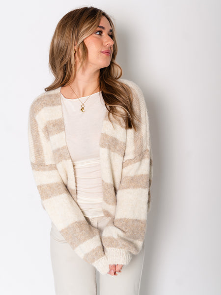 Simple Stripes Strickjacke - Creme/Beige