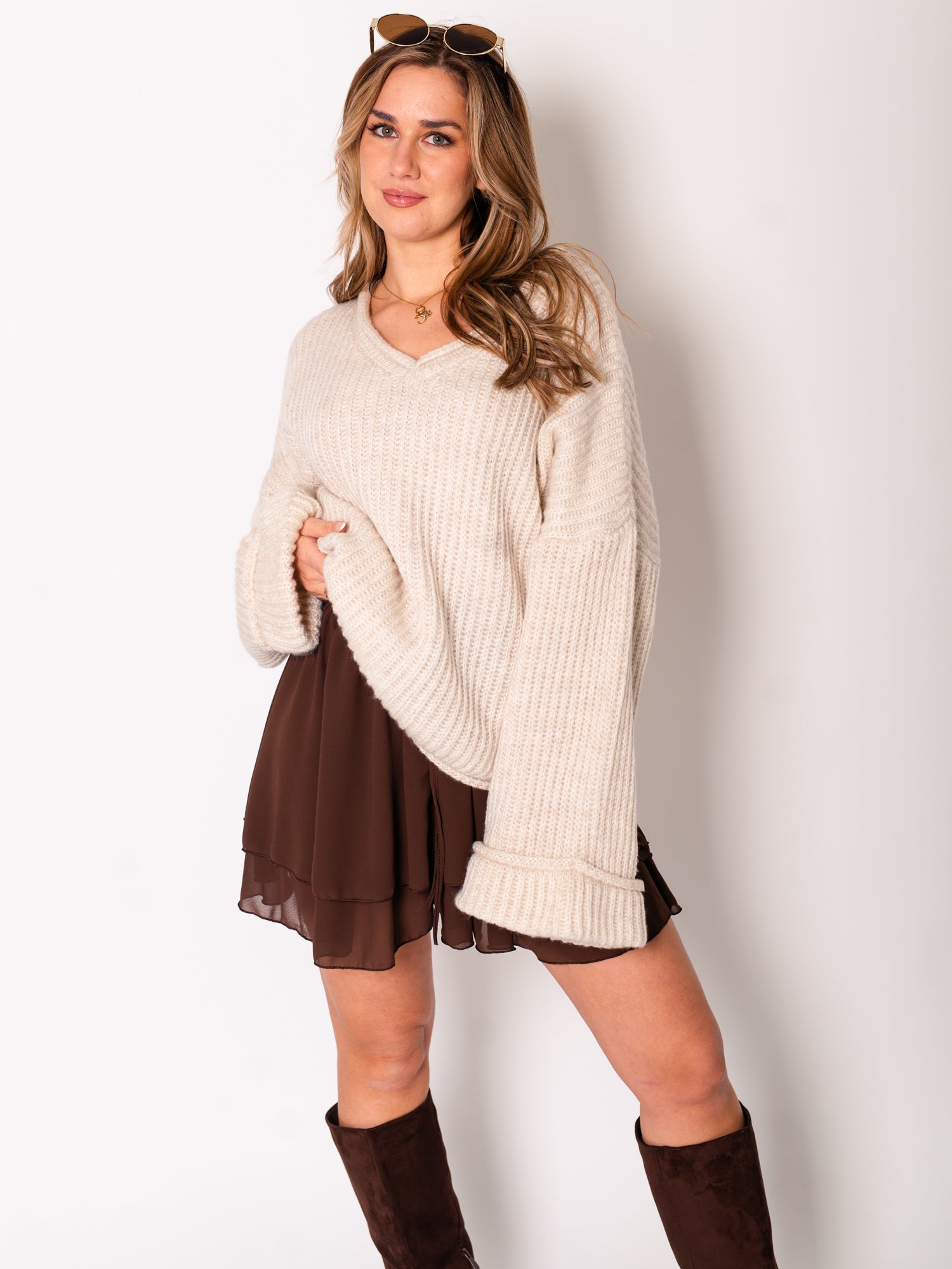 Flowy Volant Skort - Dunkelbraun
