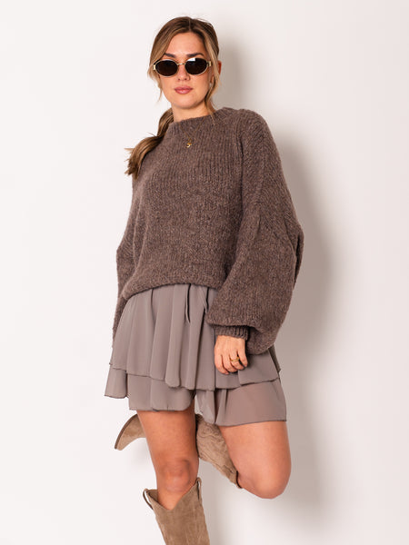 Flowy Volant Skort - Taupe