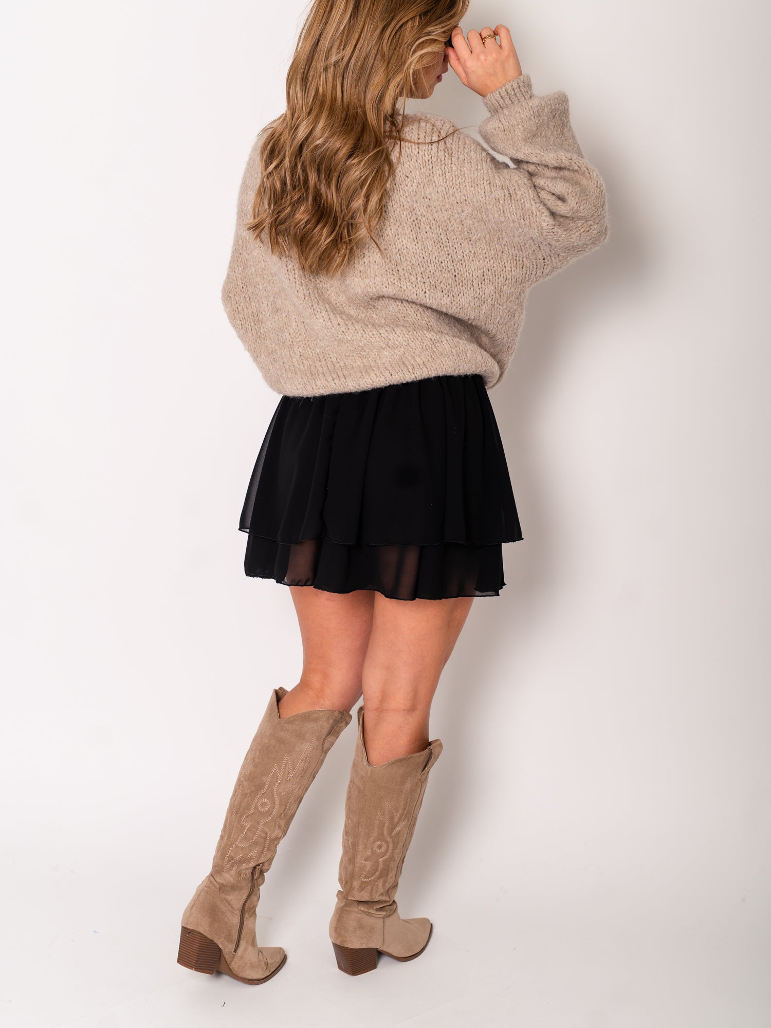 Flowy Volant Skort - Schwarz
