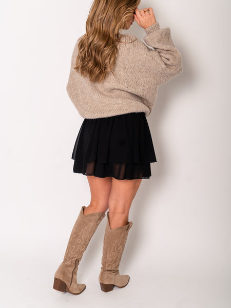Flowy Volant Skort - Schwarz