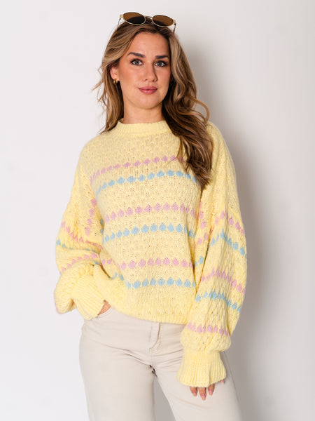 Candy Strick Pullover - Zitronengelb