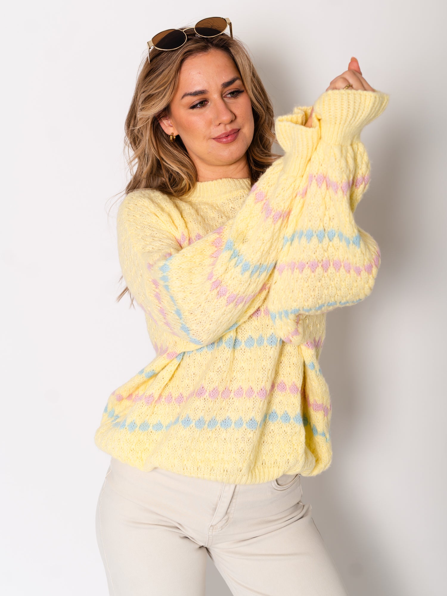 Candy Strick Pullover - Zitronengelb