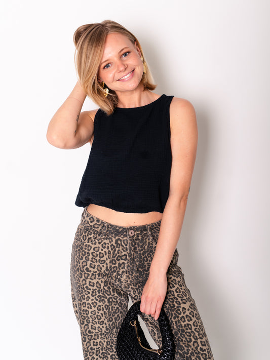 Summer Musselin Top - Schwarz
