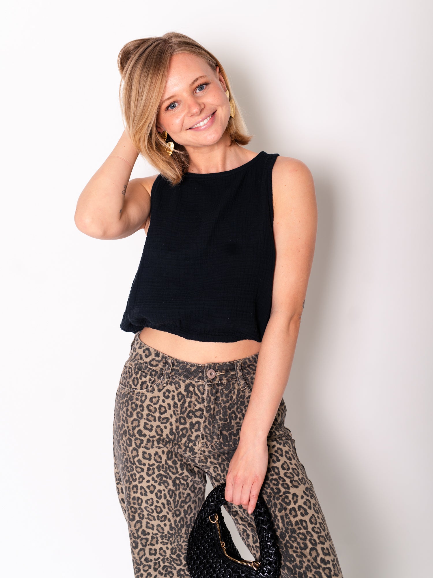 Summer Musselin Top - Schwarz