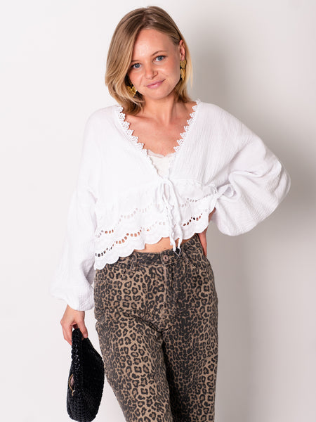 Lora Musselin Bluse - Weiß