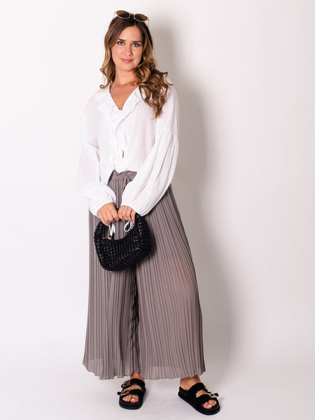 Lamiya Plissee Hose - Taupe