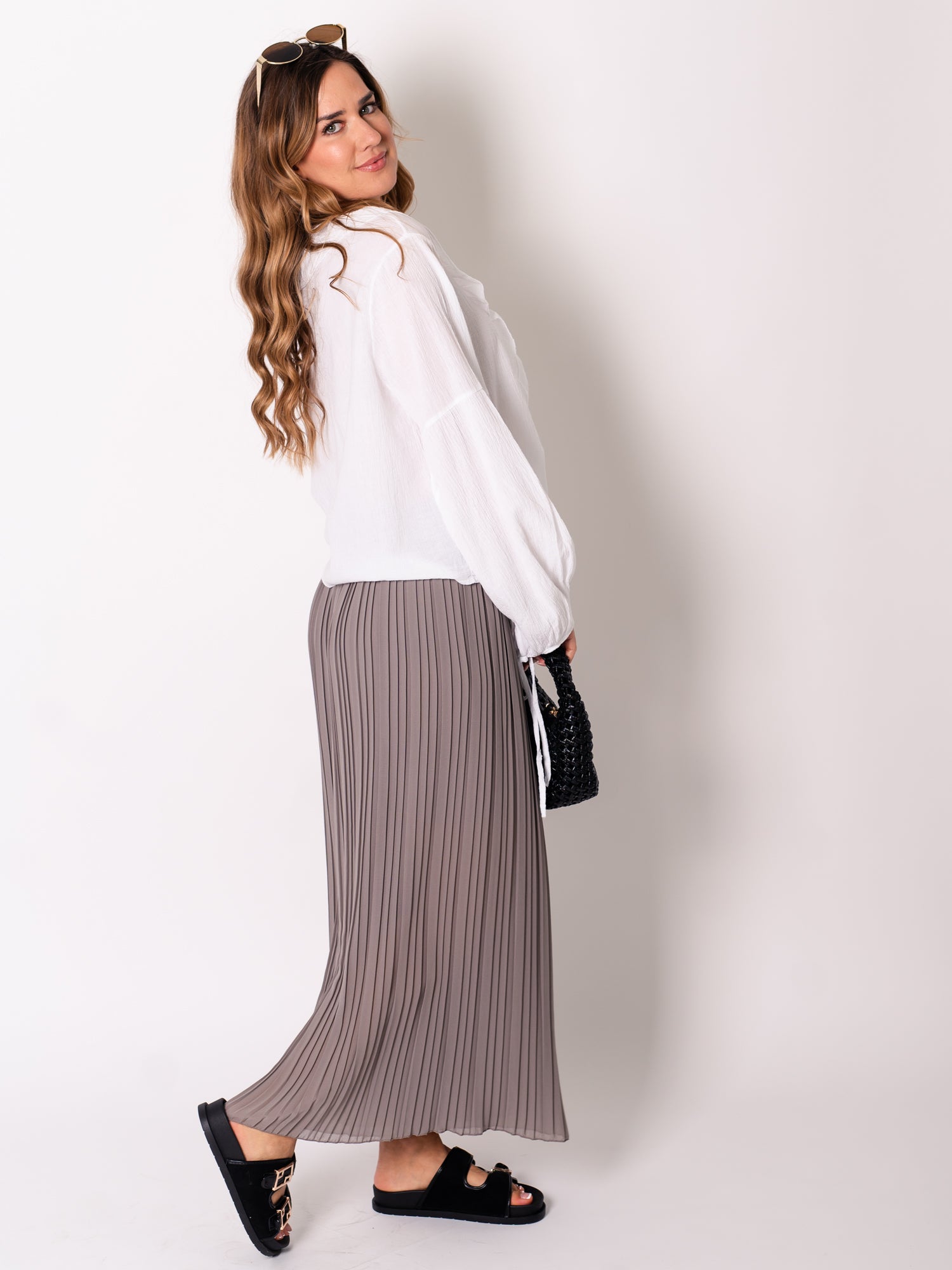 Lamiya Plissee Hose - Taupe