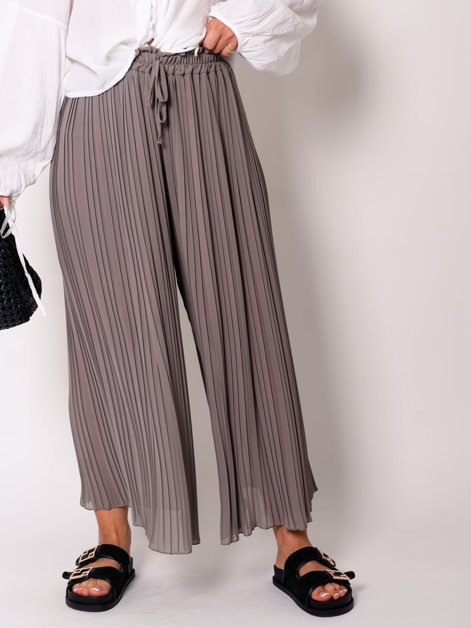 Lamiya Plissee Hose - Taupe