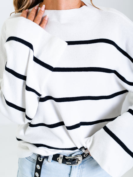 Jane Streifen Pullover - Weiß/Schwarz