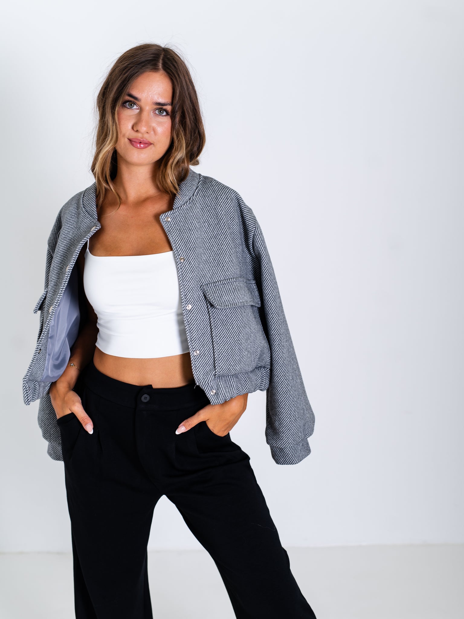 Blaire Crop Jacke - Graumeliert