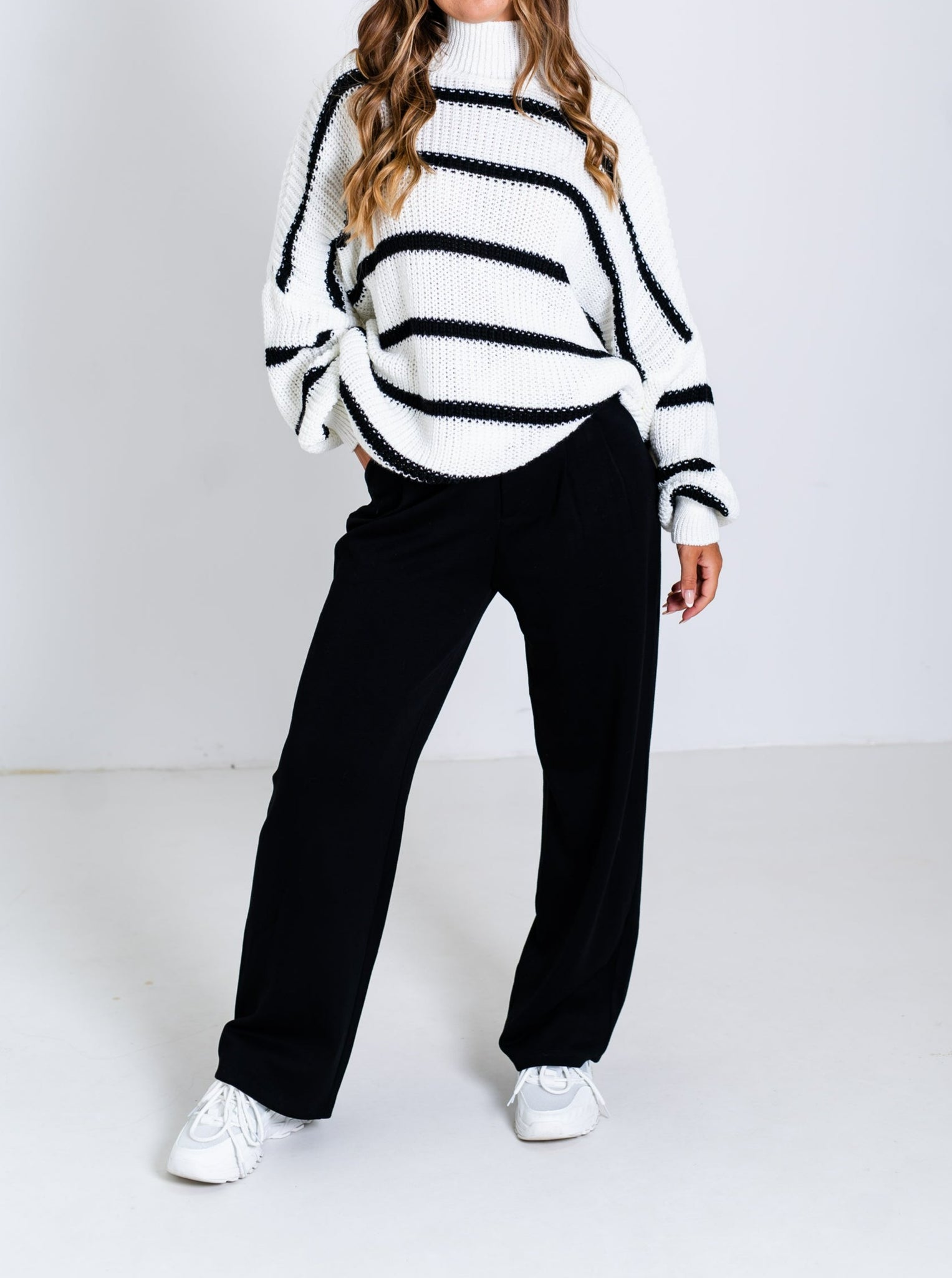 Closer Streifen Pullover - Weiß