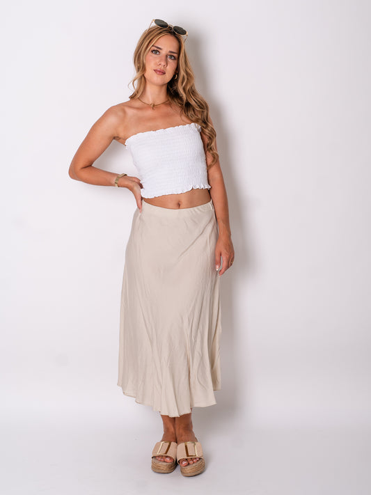Satin Midi Rock - Creme