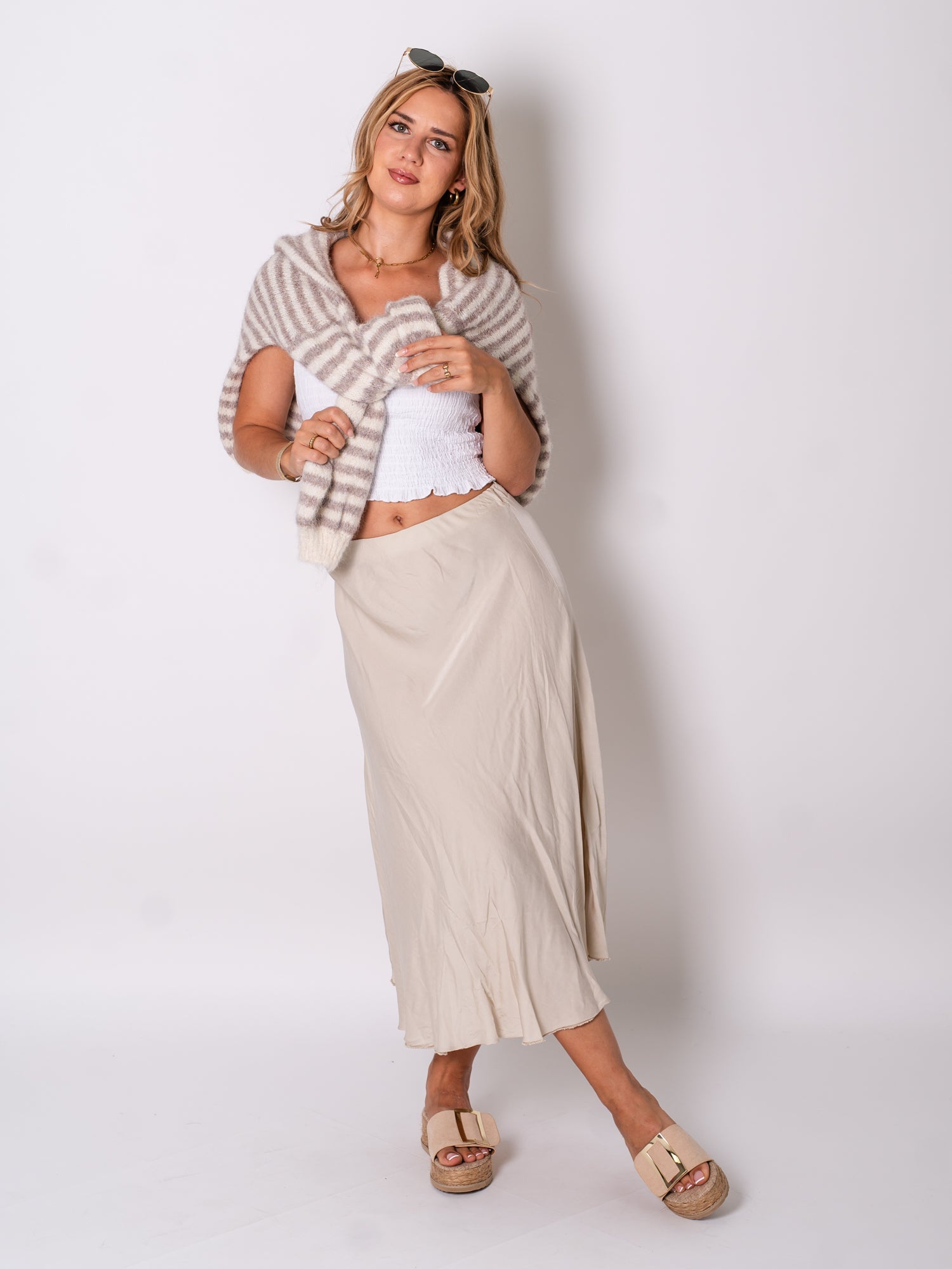 Satin Midi Rock - Creme