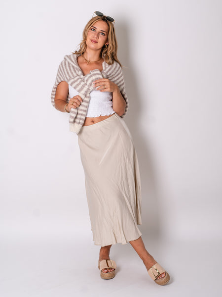 Satin Midi Rock - Creme