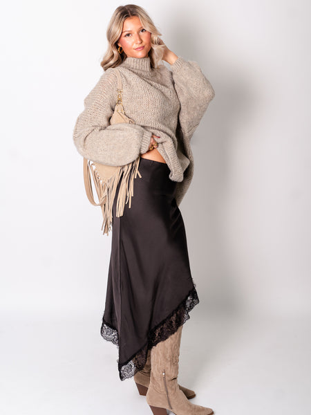 Lace Midi Rock - Dunkelbraun