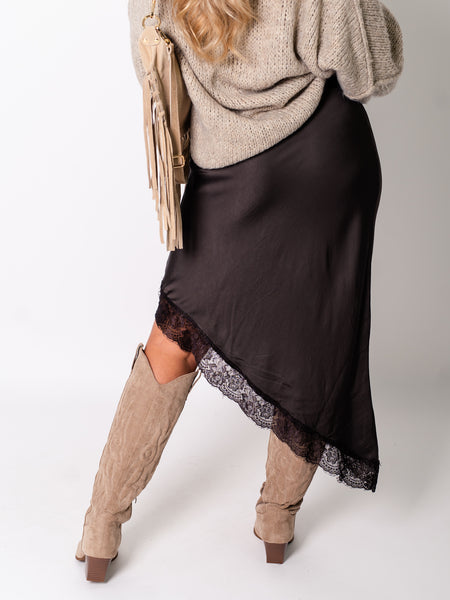 Lace Midi Rock - Dunkelbraun