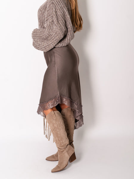 Lace Midi Rock - Taupe