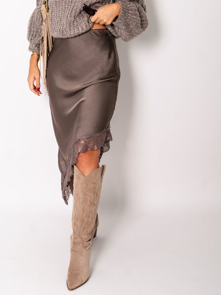 Lace Midi Rock - Taupe
