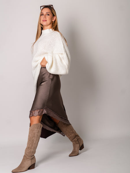 Lace Midi Rock - Taupe