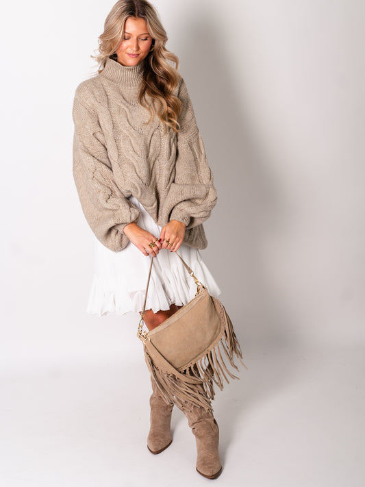 Amber Strick Pullover - Taupe
