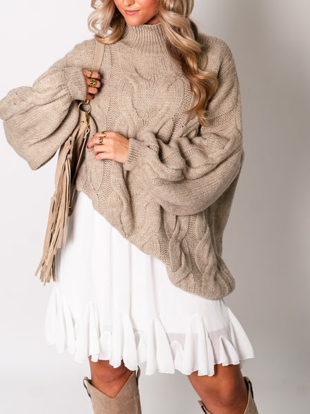 Amber Strick Pullover - Taupe
