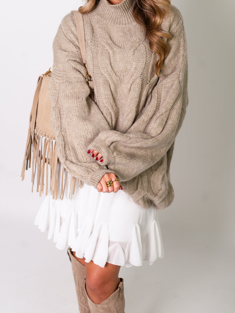 Amber Strick Pullover - Taupe