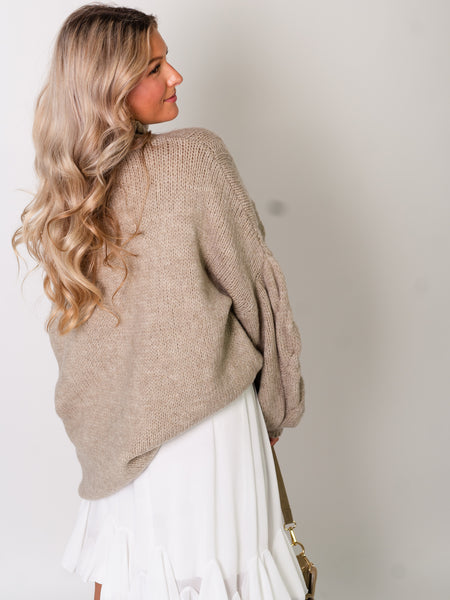 Amber Strick Pullover - Taupe