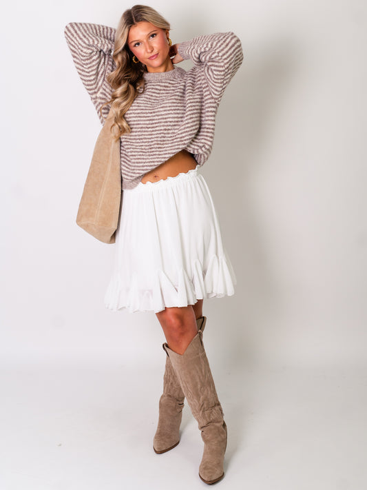 Sienna Streifen Pullover - Creme/Taupe