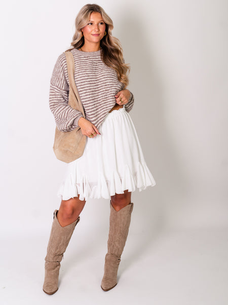 Sienna Streifen Pullover - Creme/Taupe