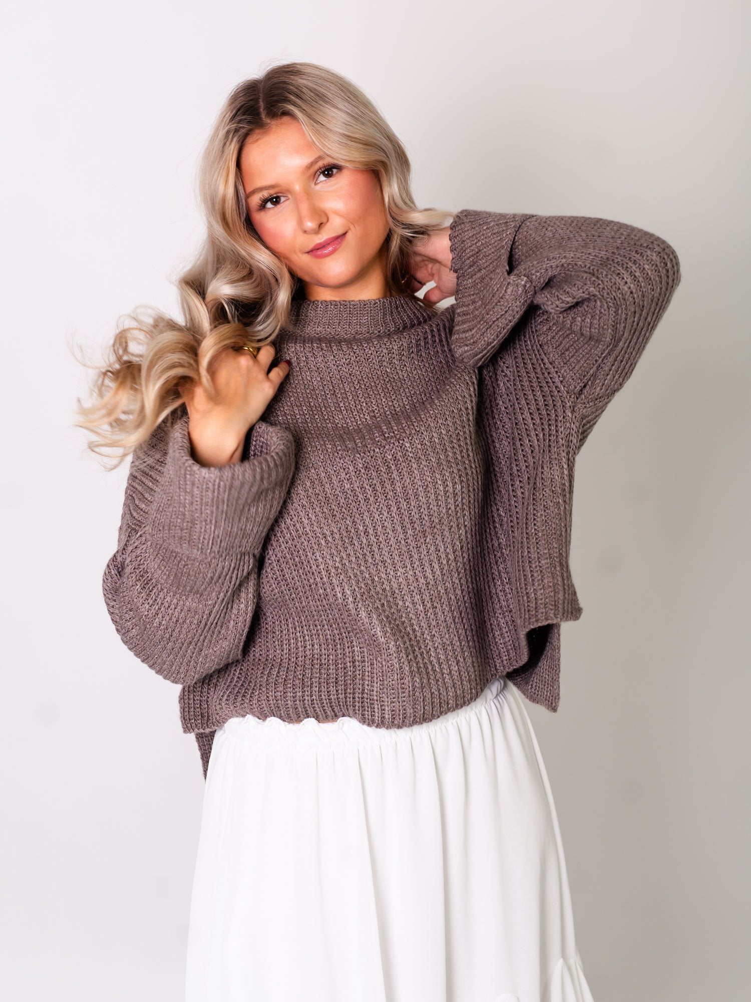 Fawn Strick Pullover - Taupe
