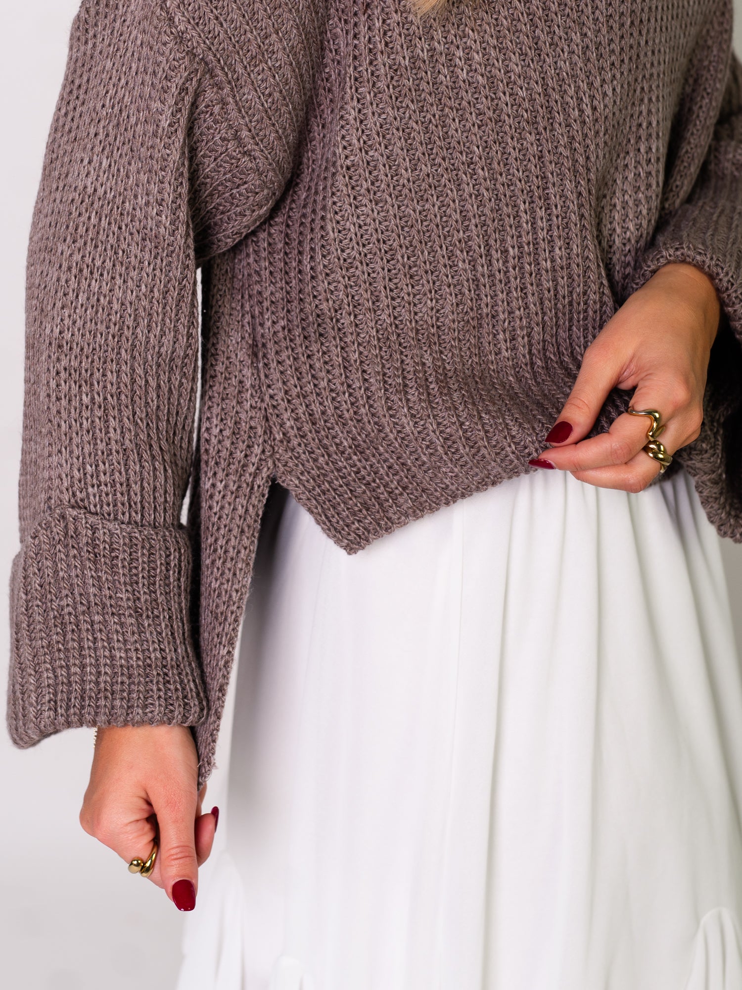Fawn Strick Pullover - Taupe