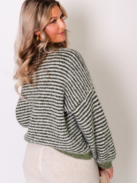 Sienna Streifen Pullover - Creme/Grün