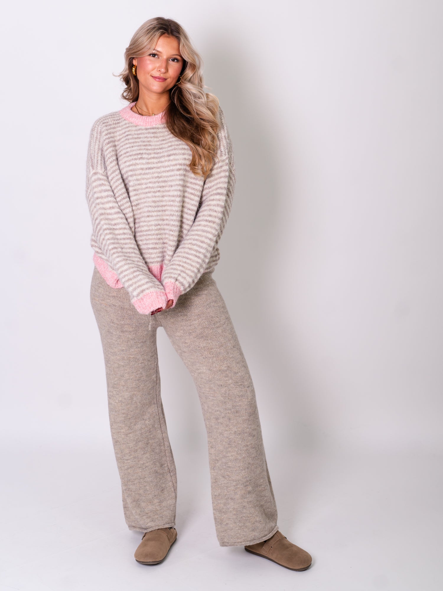 Sienna Streifen Pullover - Creme/Rosa