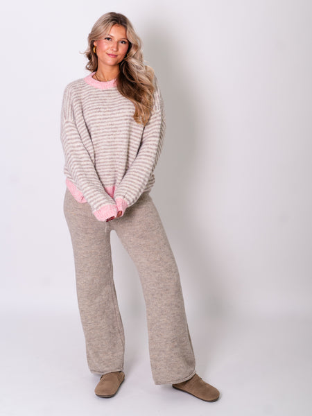 Sienna Streifen Pullover - Creme/Rosa