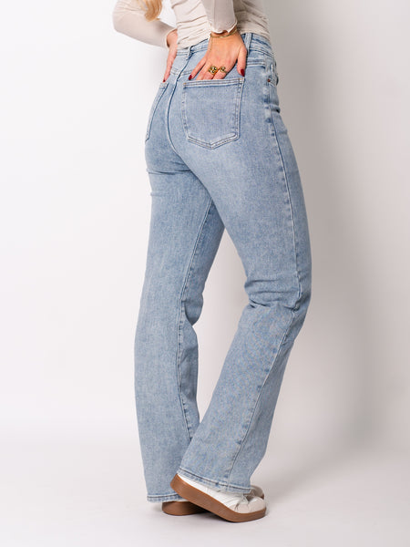 Nadia Wideleg Jeans - Graublau