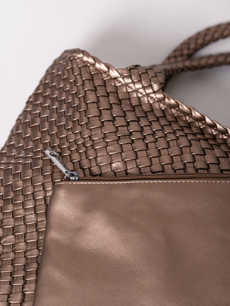 Braided Belle Shopper - Taupe/Gold