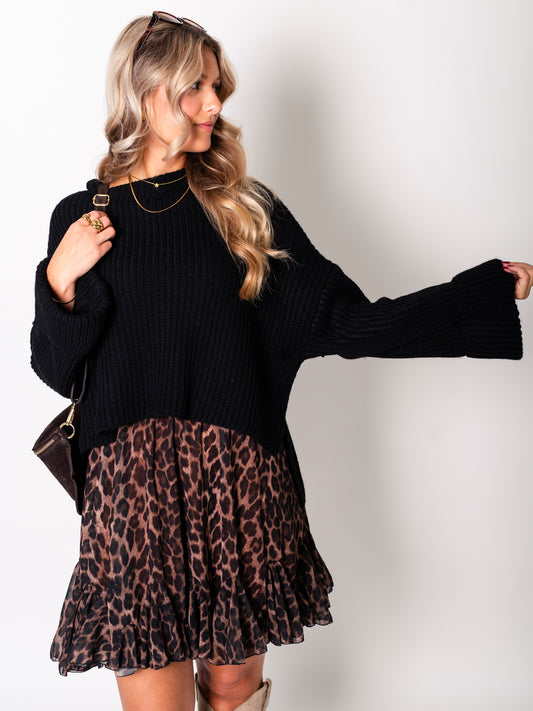 Fawn Strick Pullover - Schwarz