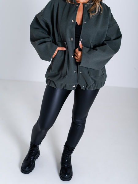 Anny Oversize Jacke - Tannengrün