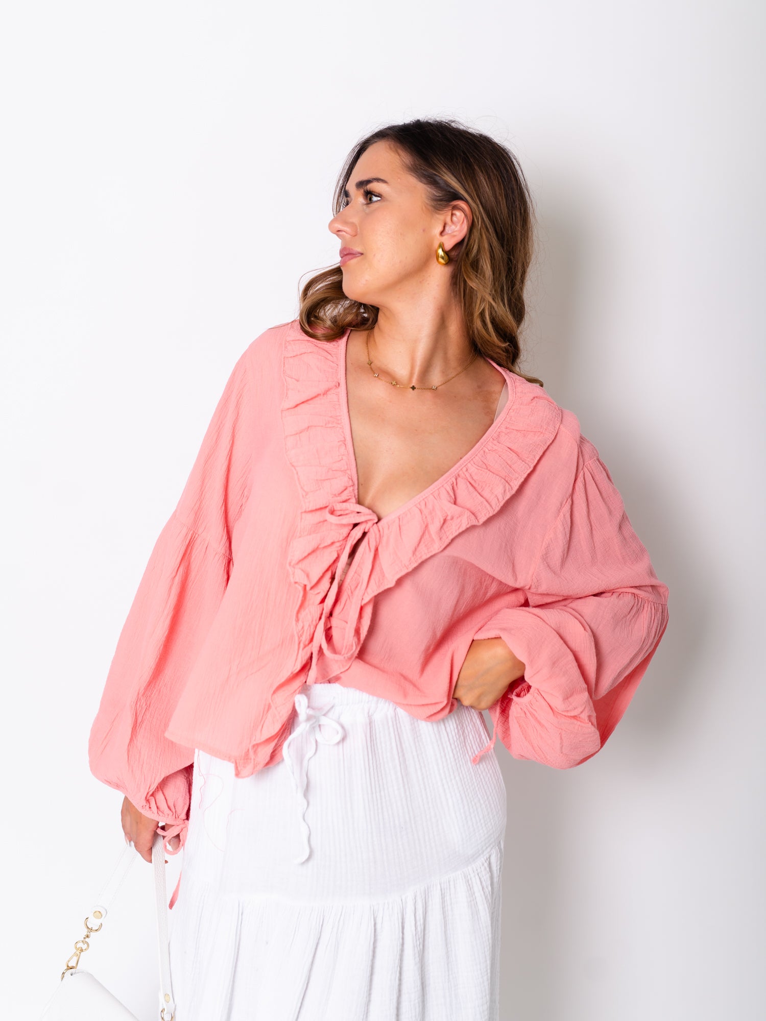 Selene Binde Bluse - Peach