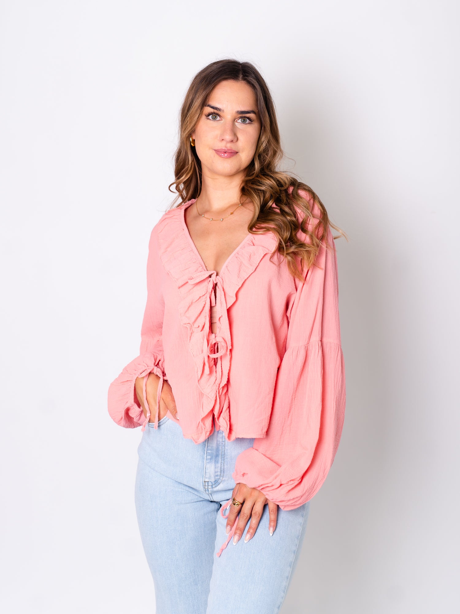 Selene Binde Bluse - Peach