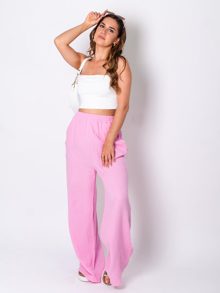 Beachy Musselin Hose - Rosa