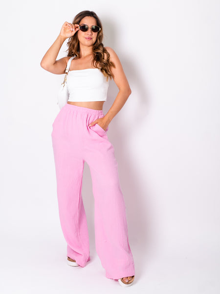 Beachy Musselin Hose - Rosa