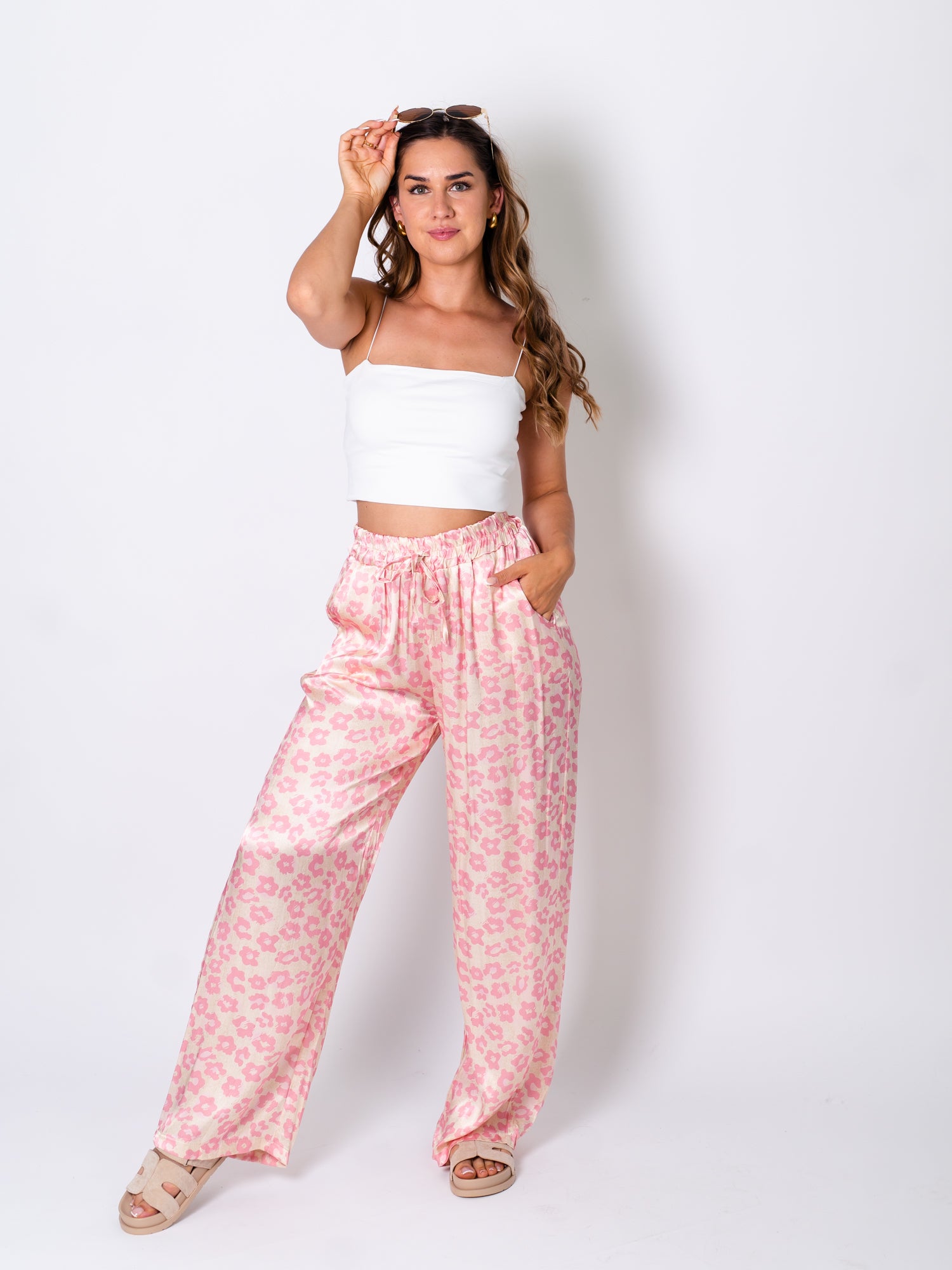 B-Ware 510. Ella Seiden Hose - Blume/Rosa